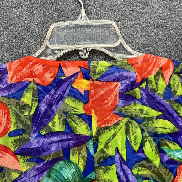 Vintage Sirena Top Plus Small Floral Blouse cover up Relaxed Tropical Hawaii Ope - Picture 14 of 16